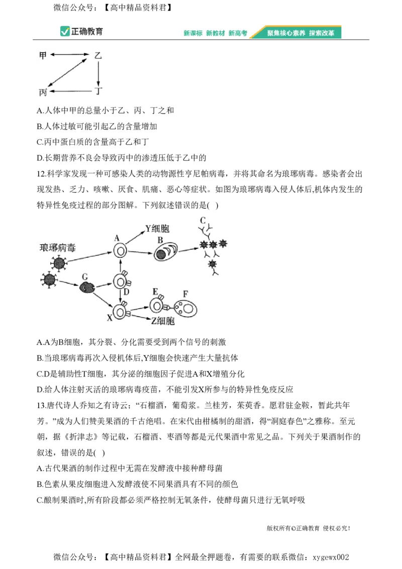 2024届明日之星高考生物精英模拟卷浙江版_2024高考押题卷_72024正确教育全系列_2024明日之星全系列_（新高考）2024《明日之星&middot;高考精英模拟卷》（九科全）各一套