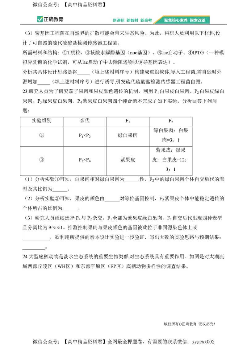 2024届明日之星高考生物精英模拟卷浙江版_2024高考押题卷_72024正确教育全系列_2024明日之星全系列_（新高考）2024《明日之星&middot;高考精英模拟卷》（九科全）各一套