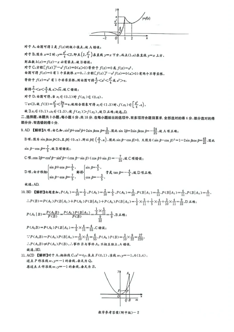 湖南省长沙市湖南师范大学附属中学2025届高三下学期模拟试卷（二）数学（含答案）_2025年5月_2505112025届湖南省长沙市湖南师范大学附属中学高三下学期模拟考试（二）（全科）