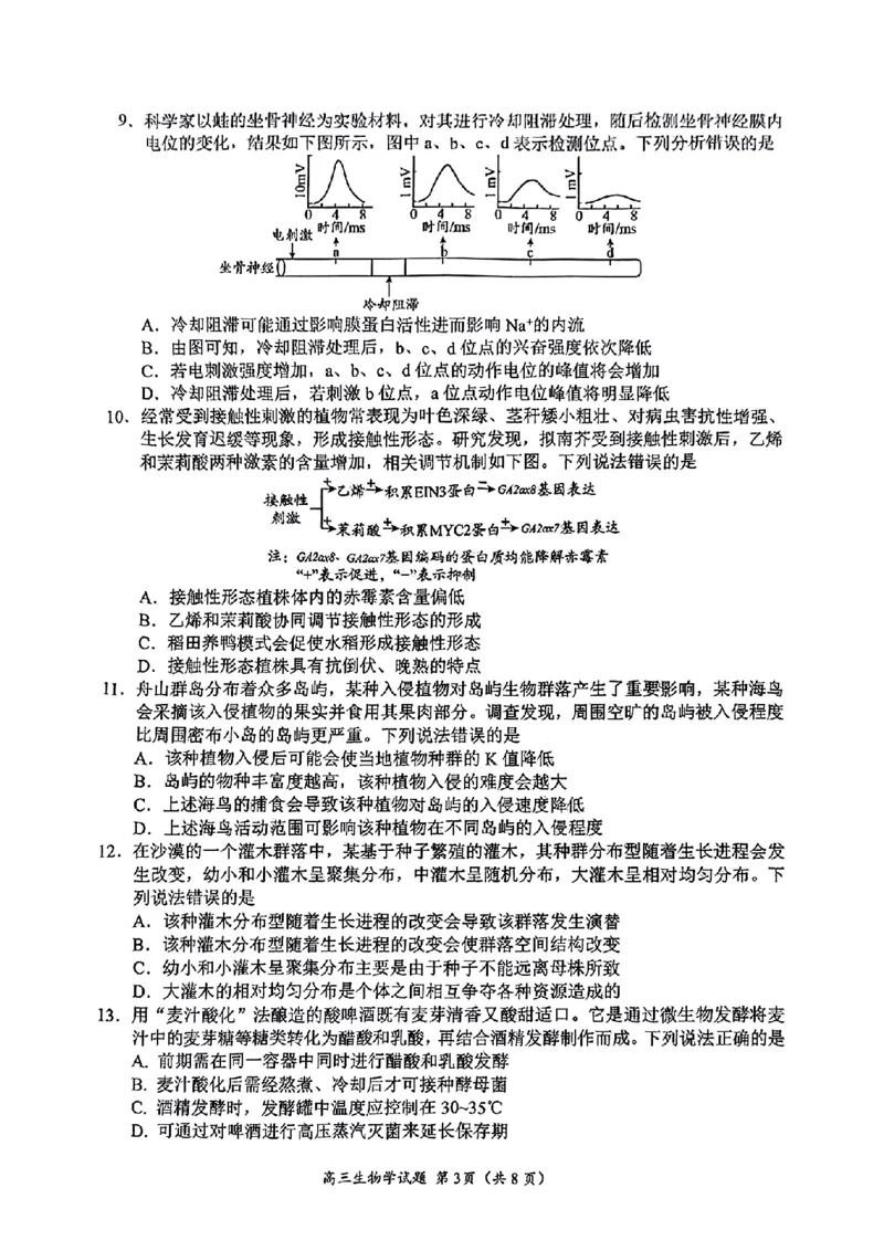 生物试题_2025年4月_2504262025山东省日照市4月高三校际联合考试（日照二模)（全科）