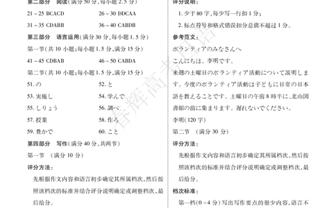 高二下期末日语参考答案(1)_1多考区联考_0730衡水金卷先享题-2023-2024学年高二下学期期末_衡水金卷-湖南部分学校2023-2024学年高二下学期期末日语联考
