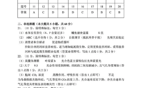 生物答案_2025年4月_2504072024学年第二学期杭州市高三年级教学质量检测（杭州二模）_2025届浙江省杭州市高三二模教学质量检测生物