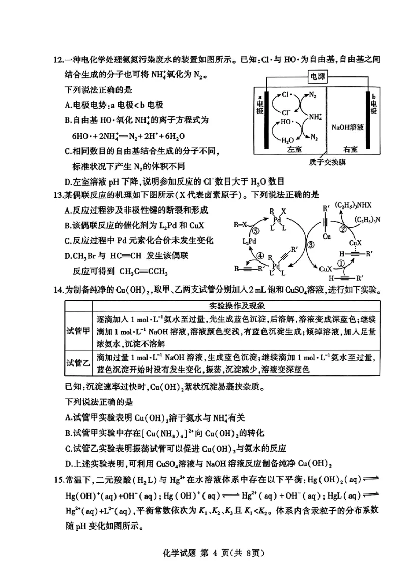 山东省九五高中协作体2025高三年级质量检测（九五联考）化学_2025年5月_250515山东省九五高中协作体2025高三年级质量检测（东营二模）（全科）