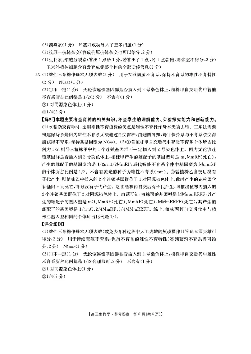 河北省金太阳2025届高三3月联考生物答案_2025年3月_250315河北省金太阳2025届高三3月联考（高三诊断性模拟考试）（全科）_河北省金太阳2025届高三3月联考生物