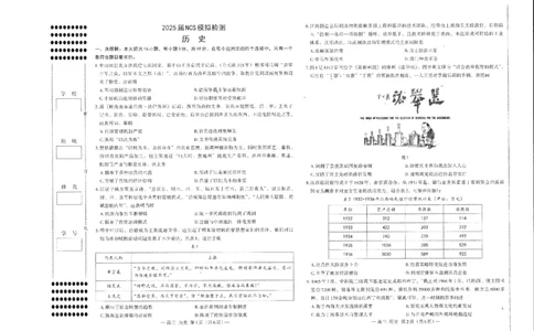 江西省南昌市高三2025届高三第二次模拟考试历史_2025年4月_250411江西省南昌市高三2025届高三第二次模拟考试（南昌二模）（全科）