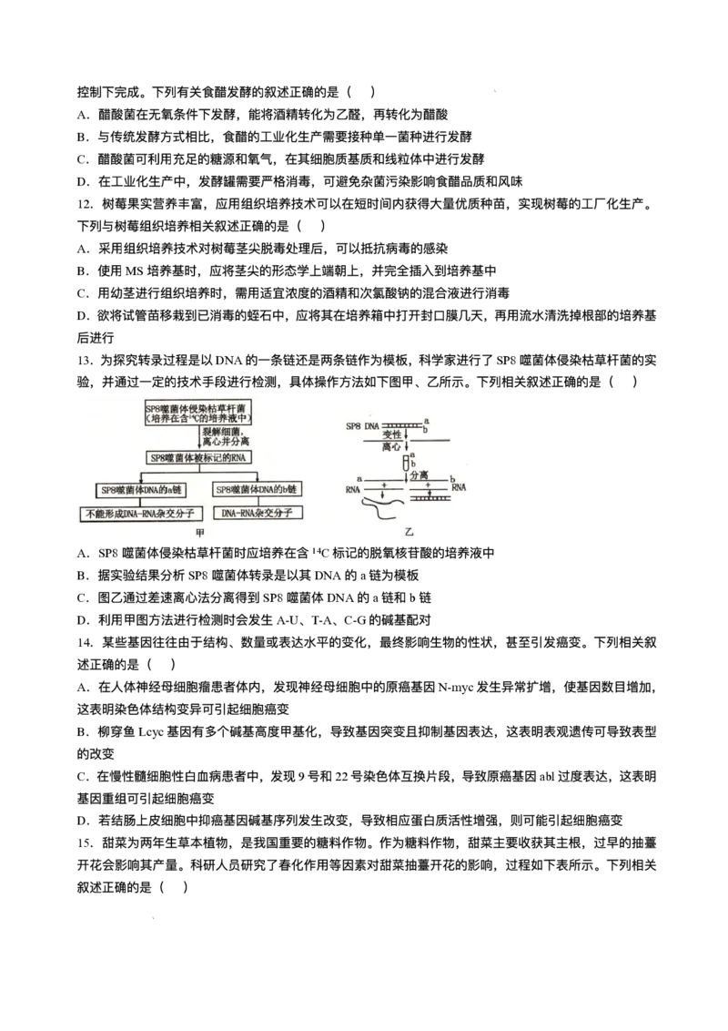 辽宁省抚顺市2024-2025学年高三下学期3月模拟考试生物试卷（含答案）_2025年3月_250314辽宁省抚顺市2024-2025学年高三下学期3月模拟考试（全科）