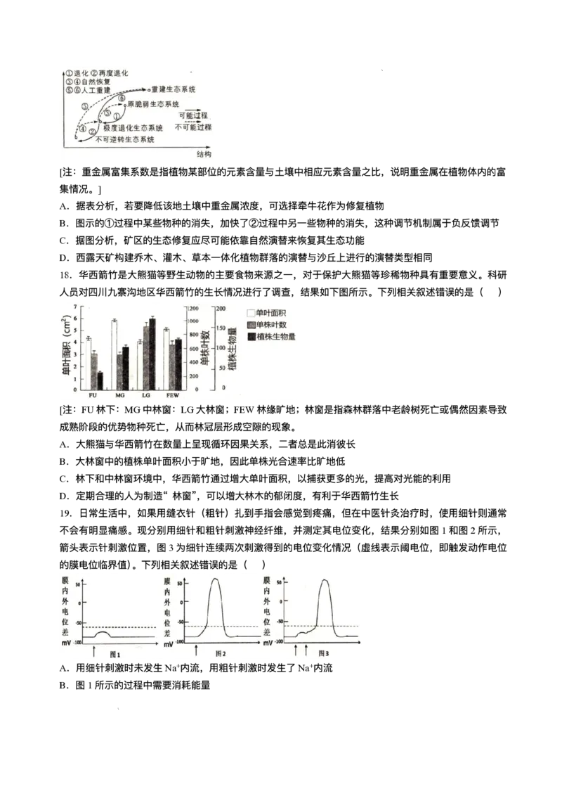辽宁省抚顺市2024-2025学年高三下学期3月模拟考试生物试卷（含答案）_2025年3月_250314辽宁省抚顺市2024-2025学年高三下学期3月模拟考试（全科）