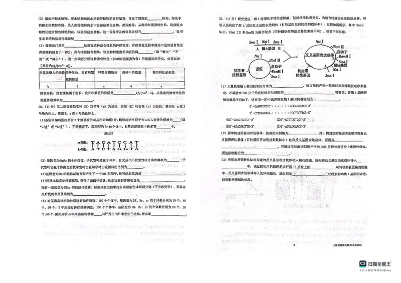 陕西省三重教育2025届高考预测卷（二）生物试题+答案_2025年2月_250206陕西省三重教育2025届高考预测卷（二）