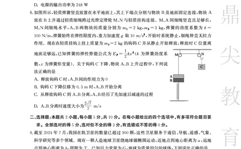 安徽省鼎尖教育2024-2025学年高三逐梦杯实验班大联考物理_2025年4月_250418安徽省鼎尖教育2024-2025学年高三逐梦杯实验班大联考（全科）