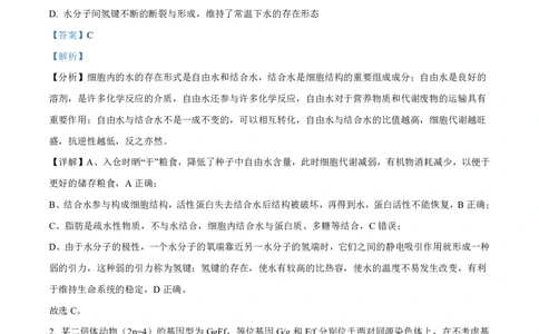 生物答案-厦门双十中学2024-2025学年高三上暑假阶段性训练_2025年8月_250813福建省厦门双十中学2024-2025学年高三上暑假阶段性训练
