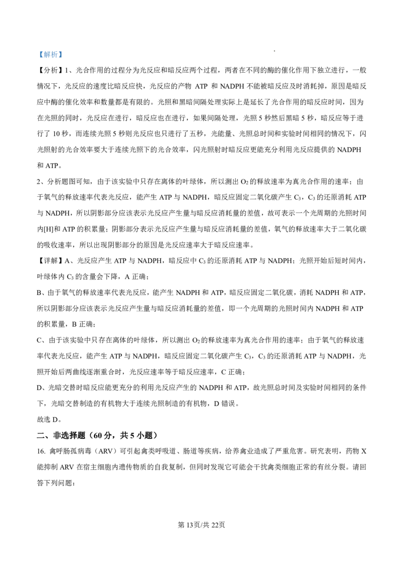 生物答案-厦门双十中学2024-2025学年高三上暑假阶段性训练_2025年8月_250813福建省厦门双十中学2024-2025学年高三上暑假阶段性训练