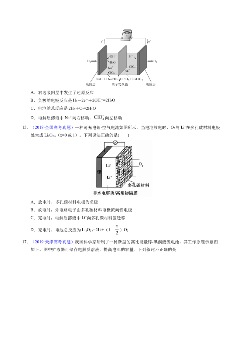 专题49化学电源&mdash;&mdash;可充电电池（原卷卷）_近10年高考真题汇编（必刷）_十年（2014-2024）高考化学真题分项汇编（全国通用）_十年（2014-2023）高考化学真题分项汇编（全国通用）