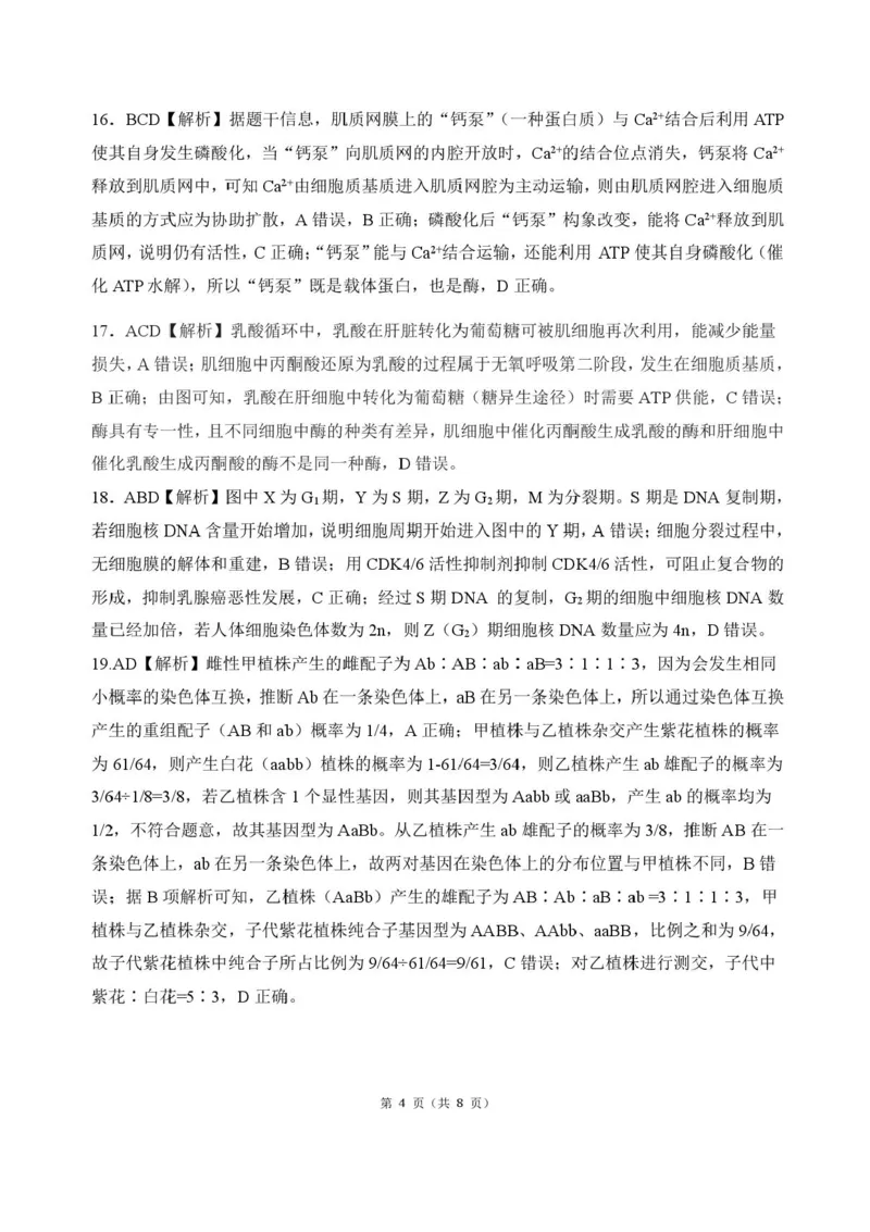 河北省衡水市2025-2026学年高三上学期四调考试生物试题（含答案）_2025年10月_251029河北省衡水市2025-2026学年高三上学期四调考试