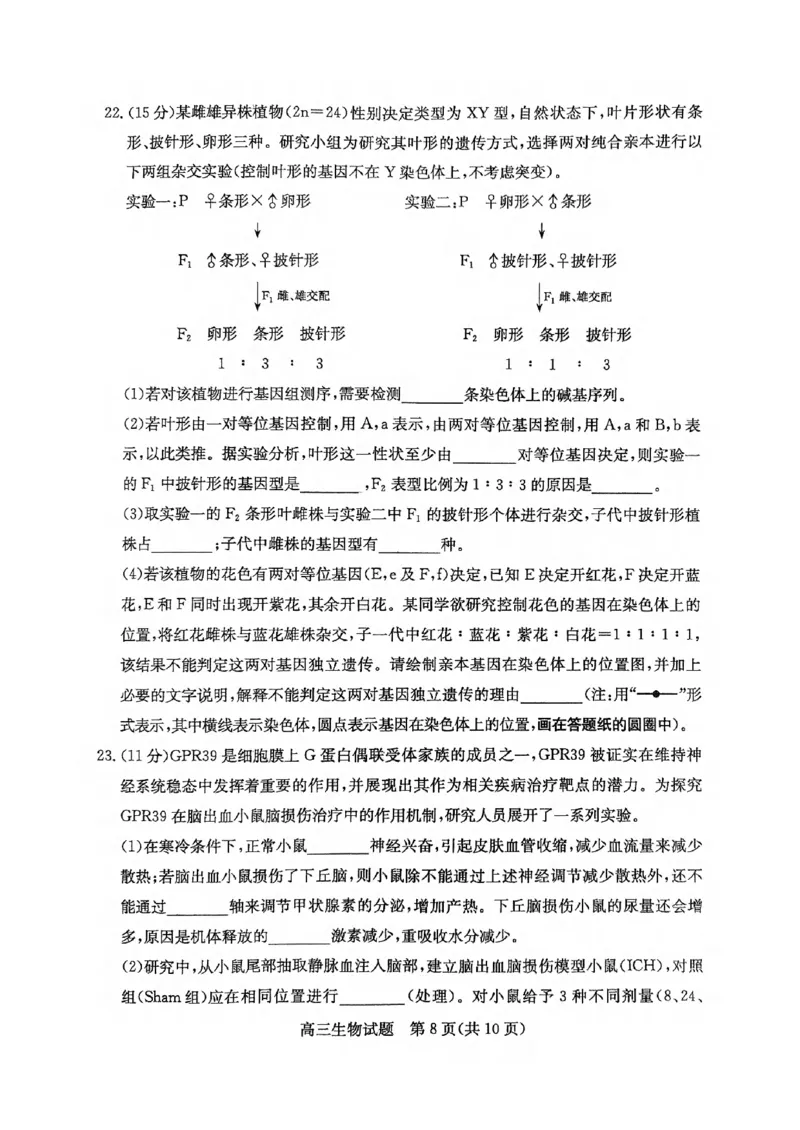 生物试卷_2025年1月_250120山东省枣庄市2025届高三第一学期质量检测（全科）_山东省枣庄市2024-2025学年高三上学期1月期末生物