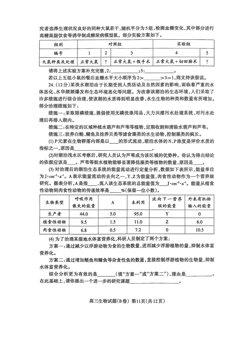山东省泰安市2024-2025学年度高三上学期期末考试生物试题_2025年1月_250123山东省泰安市2024-2025学年高三上学期1月期末试题（全科）