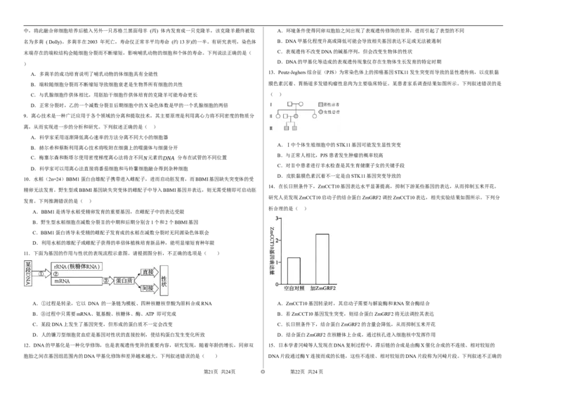 宁夏石嘴山市第一中学2024-2025学年高三上学期1月期末生物_2025年2月_250205宁夏石嘴山市第一中学2024-2025学年高三上学期1月期末试题