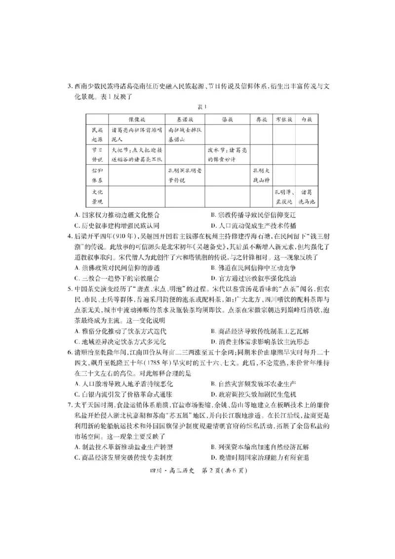 四川省大数据智学领航联盟2025-2026学年高三上学期开学考试历史试题（含答案）_2025年9月_250905四川省大数据联盟2025-2026学年高三上学期开学考试