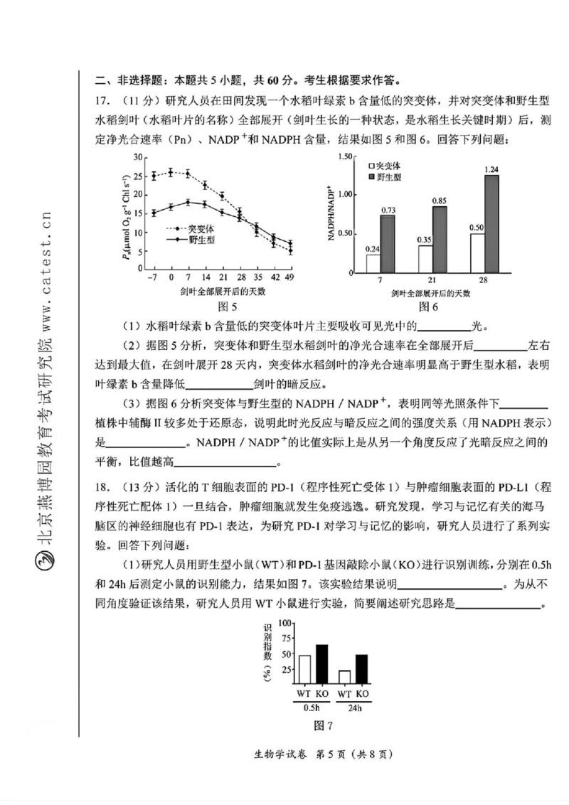 广东省2025届高三下学期3月综合能力测试（燕博园联考CAT）生物_2025年3月_250319广东省2025届高三下学期3月综合能力测试（燕博园联考CAT）