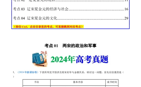 专题03辽宋夏金多民族政权的并立与元朝的统一（学生卷）_近10年高考真题汇编（必刷）_十年（2014-2024）高考历史真题分项汇编（全国通用）_874