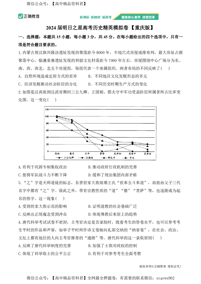 2024届明日之星高考历史精英模拟卷重庆版_2024高考押题卷_72024正确教育全系列_2024明日之星全系列_（新高考）2024《明日之星&middot;高考精英模拟卷》（九科全）各一套