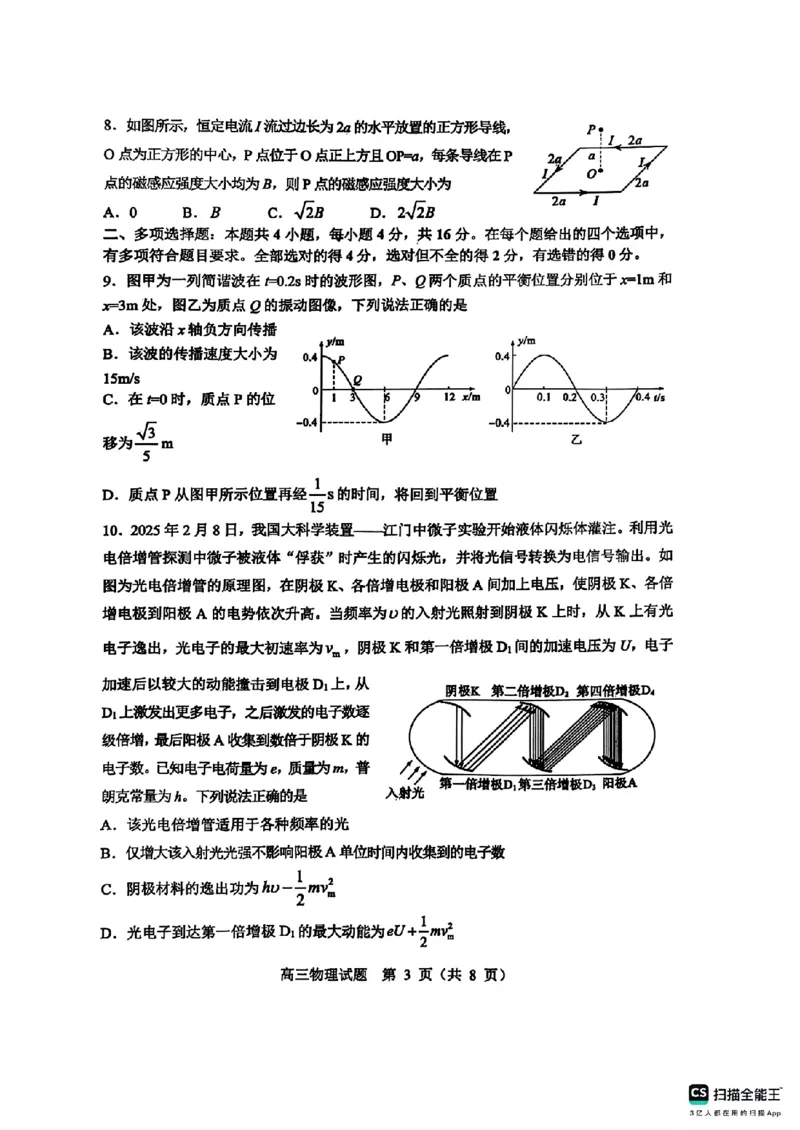 山东省淄博市、滨州市2025届高三模拟考试物理_2025年5月_0501山东省淄博市、滨州市2025届高三模拟考试（淄博、滨州一模）（全科）_山东省淄博市、滨州市2025届高三模拟考试物理