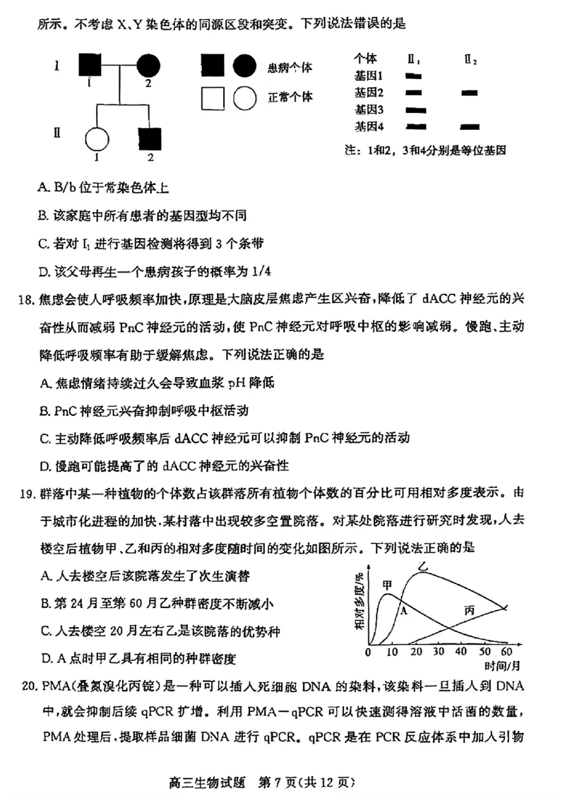 山东省滨州市2025届高三下学期第二次模拟考试生物_2025年5月_250514山东省滨州市2025届高三下学期第二次模拟考试（滨州二模）（全科）