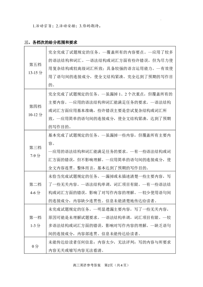 高三英语参考答案_2025年1月_250120湖南益阳市2024-2025学年高三上学期期末考试_英语