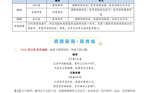 专题09古代诗歌阅读（对比阅读）（教师卷）_近10年高考真题汇编（必刷）_十年（2014-2024）高考语文真题分项汇编（全国通用）