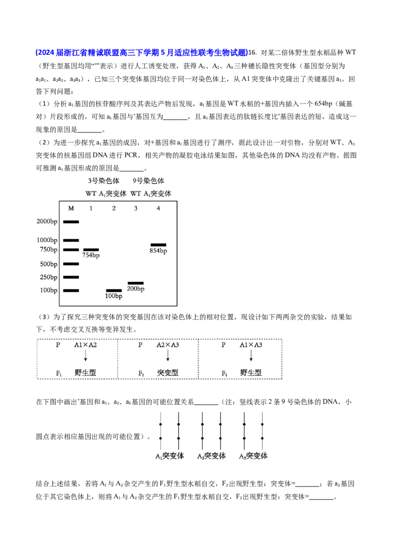 专题08遗传规律和应用-2024年高考真题和模拟题生物分类汇编（教师卷）_近10年高考真题汇编（必刷）_十年（2014-2024）高考生物真题分项汇编（全国通用）