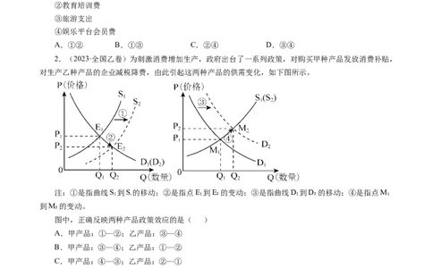 专题01生活与消费-学易金卷：十年（2014-2023）高考政治真题分项汇编（人教卷）（原卷卷）_近10年高考真题汇编（必刷）_十年（2014-2024）高考政治真题分项汇编（全国通用）