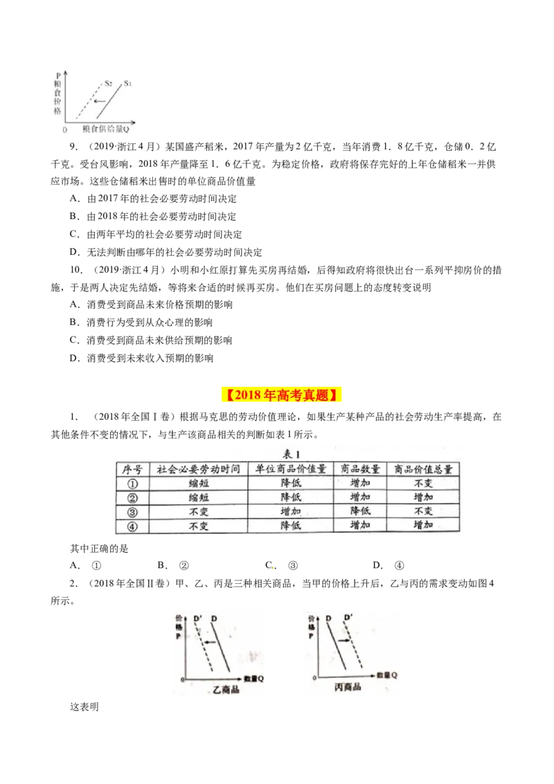 专题01生活与消费-学易金卷：十年（2014-2023）高考政治真题分项汇编（人教卷）（原卷卷）_近10年高考真题汇编（必刷）_十年（2014-2024）高考政治真题分项汇编（全国通用）