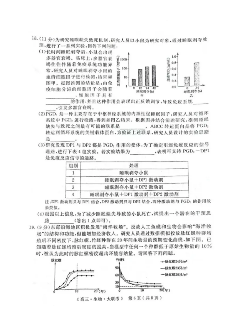 河南省H20高中联盟2024-2025学年高三下学期4月联考生物试卷_2025年4月_250415河南省H20高中联盟2024-2025学年高三下学期4月联考（全科）