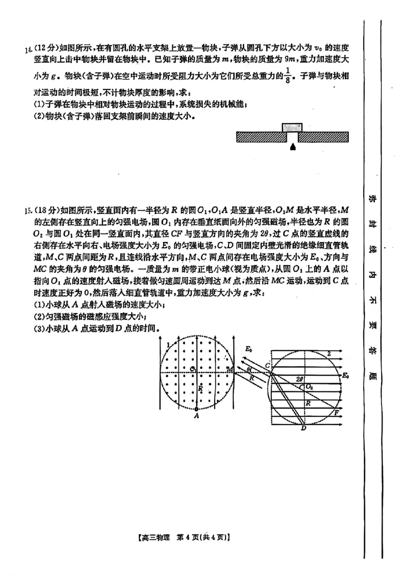 贵州省黔东南州2025届高三金太阳模拟统测（25-374C）物理+答案_2025年3月_250324贵州省黔东南州2025届高三金太阳模拟统测（25-374C）（全科）