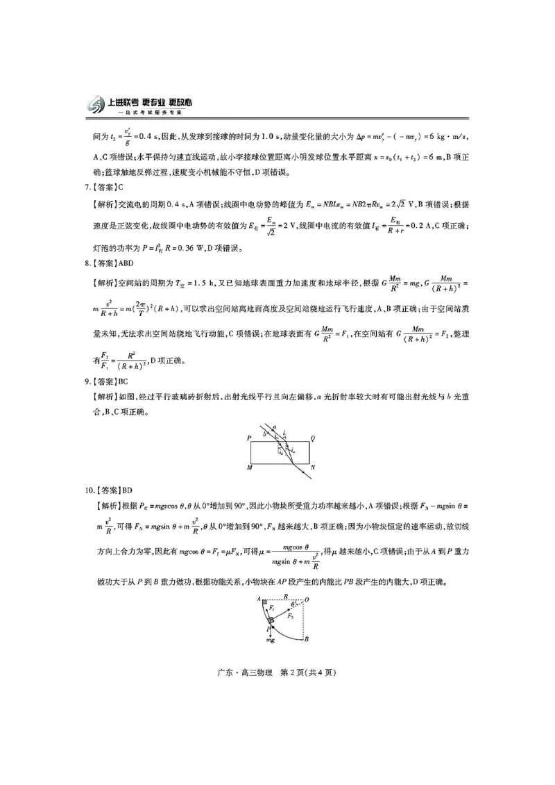 物理答案_2025年2月_250212广东省领航高中联盟2025届高三下学期2月开学考(1)_广东省领航高中联盟2025届高三下学期开学考物理