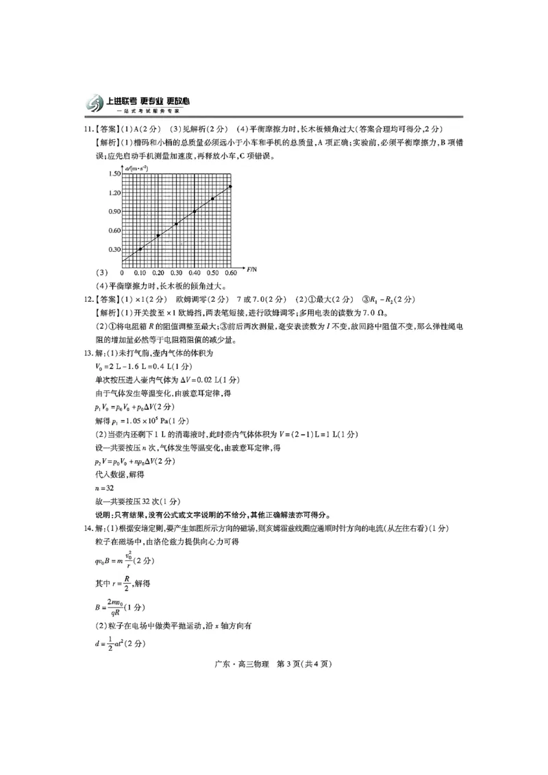 物理答案_2025年2月_250212广东省领航高中联盟2025届高三下学期2月开学考(1)_广东省领航高中联盟2025届高三下学期开学考物理