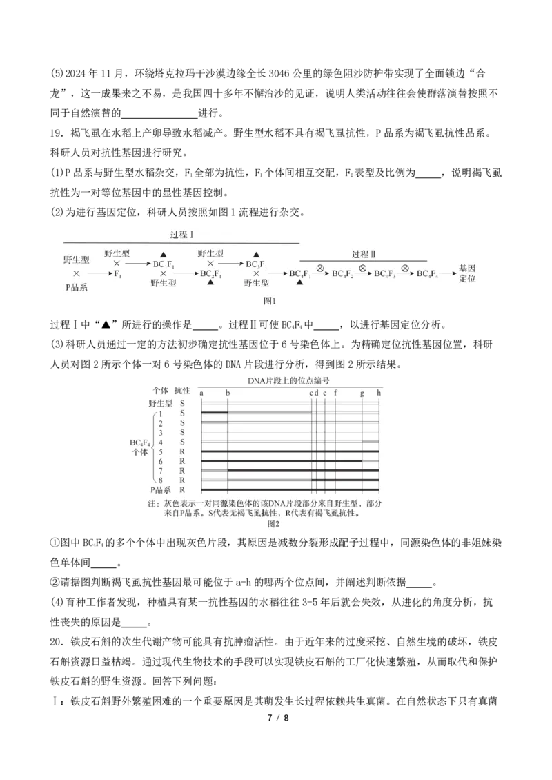 福州三中2024-2025学年第二学期高三第十四次质量检测生物_2025年4月_250404福建省福州第三中学2024-2025学年高三下学期第十四次质量检测