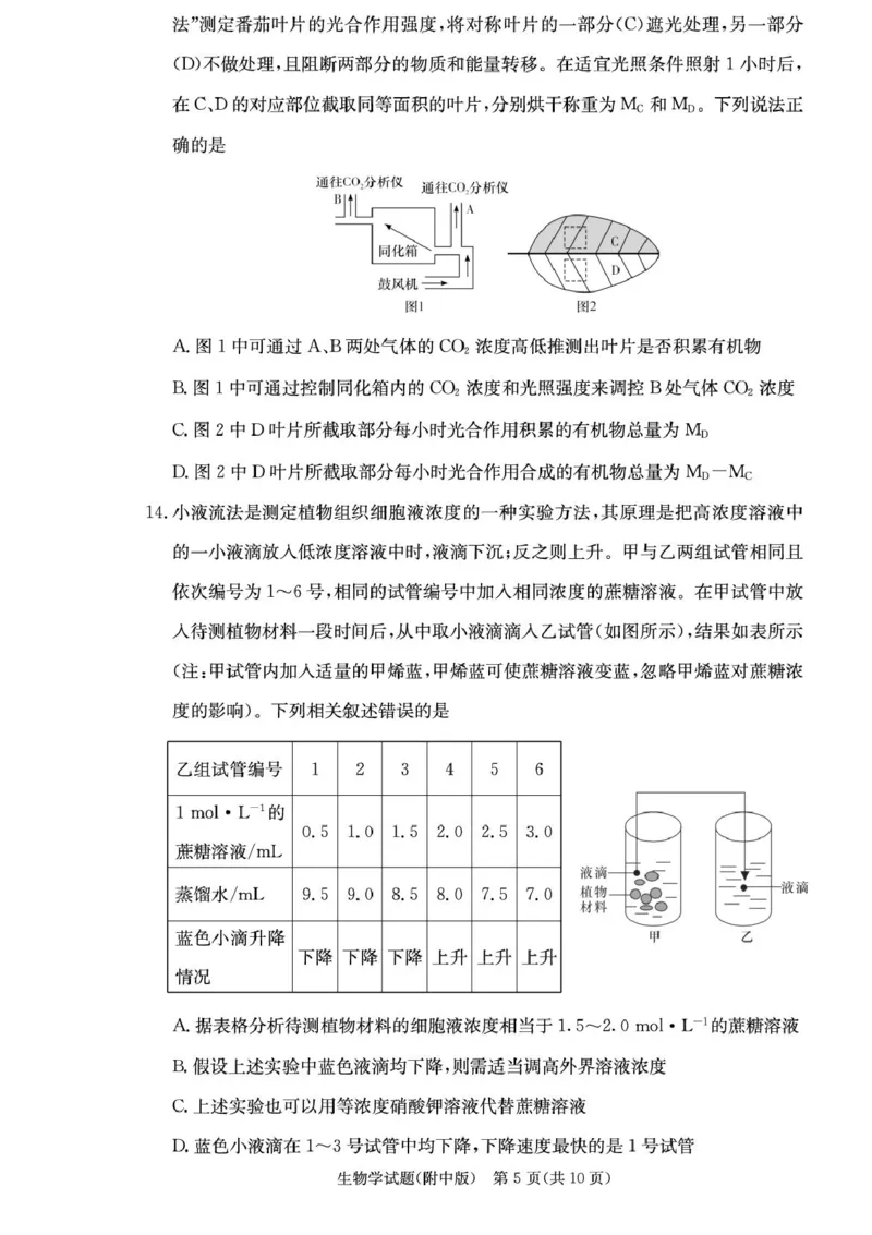 湖南省长沙市湖南师范大学附属中学2026届高三上学期月考（一）生物试卷（含答案）_2025年9月_250901湖南省长沙市师范大学附属中学2025-2026学年高三上学期8月月考（一）（全科）
