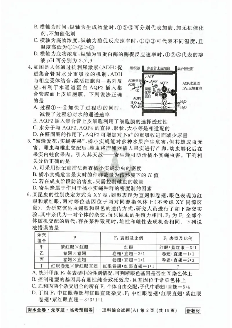 2023衡水临考预测（全国卷新教材）理综a卷_2023高考押题卷_2023衡水临考预测（全国卷新教材）