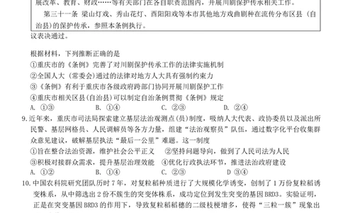 重庆市巴蜀中学校2024-2025学年高三下学期4月月考政治试题_2025年4月_250429重庆市巴蜀中学校2024-2025学年高三4月月考（八）