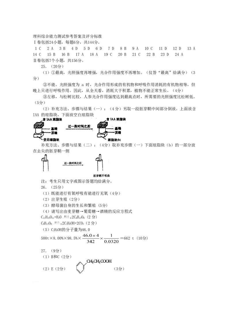 2001年重庆高考理综真题及答案_重庆物理24已更