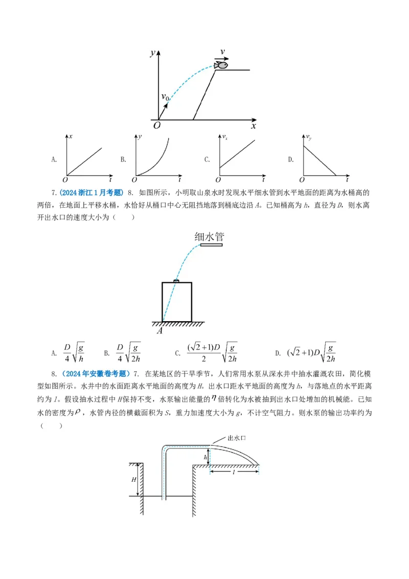 专题04曲线运动-2024年高考真题和模拟题物理分类汇编（学生卷）_近10年高考真题汇编（必刷）_十年（2014-2024）高考物理真题分项汇编（全国通用）