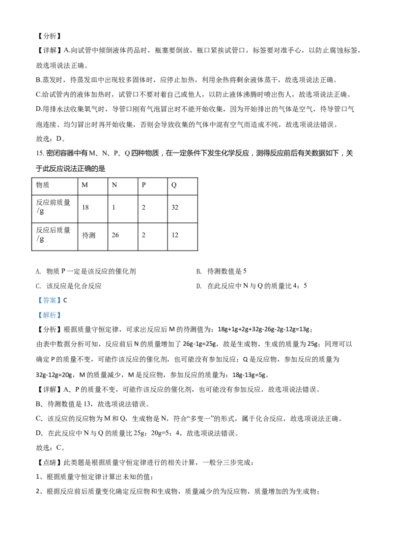 黑龙江省伊春市2021年中考化学试题（解析版）_中考真题_5.化学中考真题2015-2024年_2021年中考化学真题（83份）_伊春化学