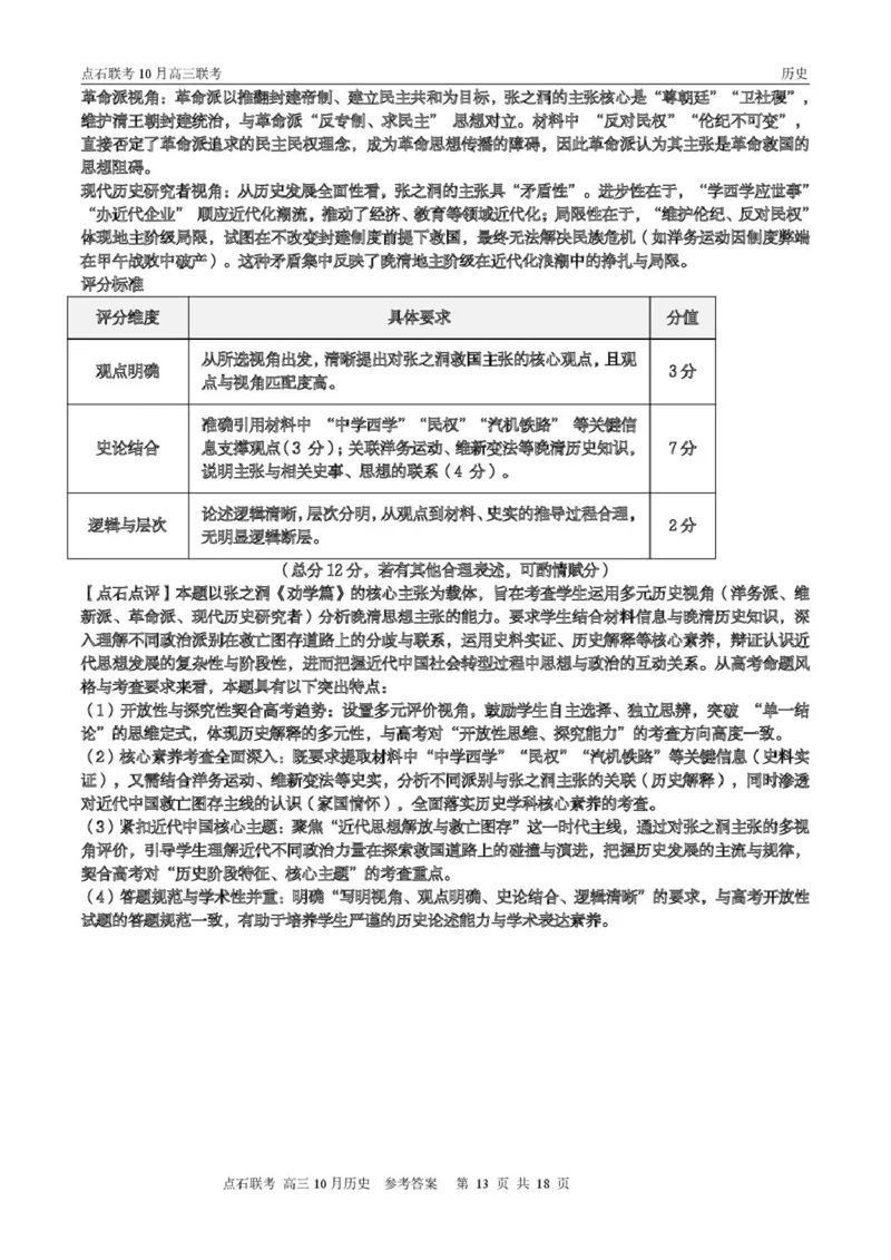点石联考高三10月联考历史试题参考答案_2025年10月_251012辽宁省点石联考2025-2026学年度上学期高三10月份联合考试（全科）_辽宁点石联考2025-2026学年高三10月联合考试历史试题