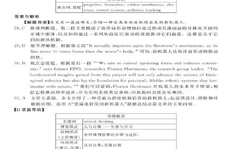 英语答案_2025年4月_250415河南省H20高中联盟2024-2025学年高三下学期4月联考（全科）_河南省H20高中联盟2024-2025学年高三下学期4月联考英语试卷