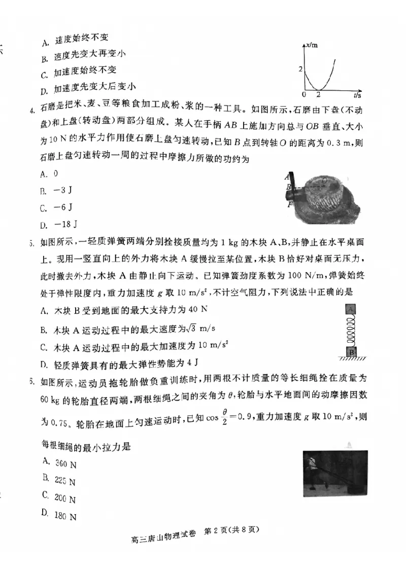 唐山市2025年普通高等院校招生第一次拟演练物理_2025年3月_250312河北省唐山市2025年普通高等院校招生第一次拟演练（唐山一模）（全科）