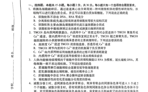 山东省潍坊市2025届高三下学期3月模拟考试生物_2025年3月_250323山东省潍坊市2025届高三下学期3月模拟考试（全科）_山东省潍坊市2025届高三下学期3月模拟考试生物