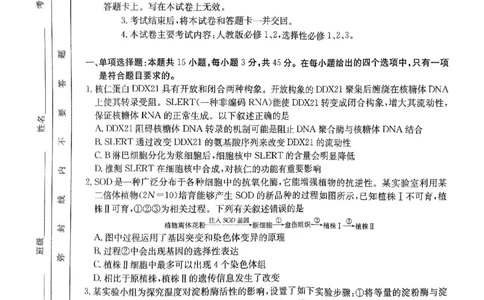 重庆市好教育联盟2025届高三2月联考（金太阳331C）生物_2025年3月_250307重庆市好教育联盟2025届高三2月联考（金太阳331C）（全科）