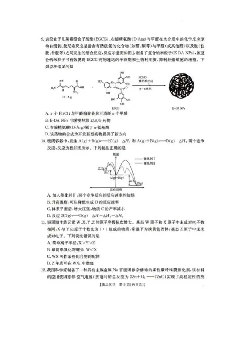 辽宁省抚顺市六校协作体2024-2025学年高三下学期期初检测化学_2025年3月_250313辽宁省抚顺市六校协作体2024-2025学年高三下学期期初检测（金太阳350C）（全科）