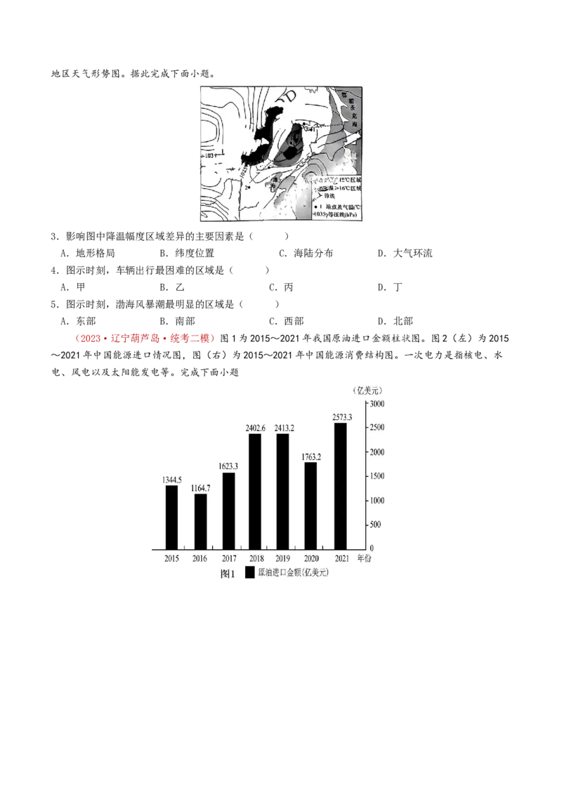 专题07自然灾害与地理信息技术-学易金卷：2023年高考真题和模拟题地理分项汇编（原卷卷）_近10年高考真题汇编（必刷）_十年（2014-2024）高考地理真题分项汇编（全国通用）