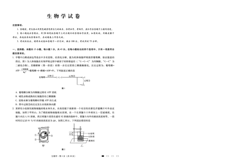 重庆市第八中学2025届高三2月适应性月考卷（五）生物_2025年3月_250302重庆市第八中学2025届高三2月适应性月考卷（五）（全科）_重庆市第八中学2025届高三2月适应性月考卷（五）生物